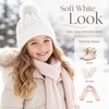 image:imageVIKITA Kid Girls Beanie Hat  Winter Toddler Pom Pom Cable Knit Soft Warm Beanie for Little Boys amp Girls Ages 210White