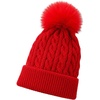 image:imageVIKITA Kid Girls Beanie Hat  Winter Toddler Pom Pom Cable Knit Soft Warm Beanie for Little Boys amp Girls Ages 210Red