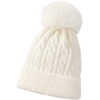 image:imageVIKITA Kid Girls Beanie Hat  Winter Toddler Pom Pom Cable Knit Soft Warm Beanie for Little Boys amp Girls Ages 210White