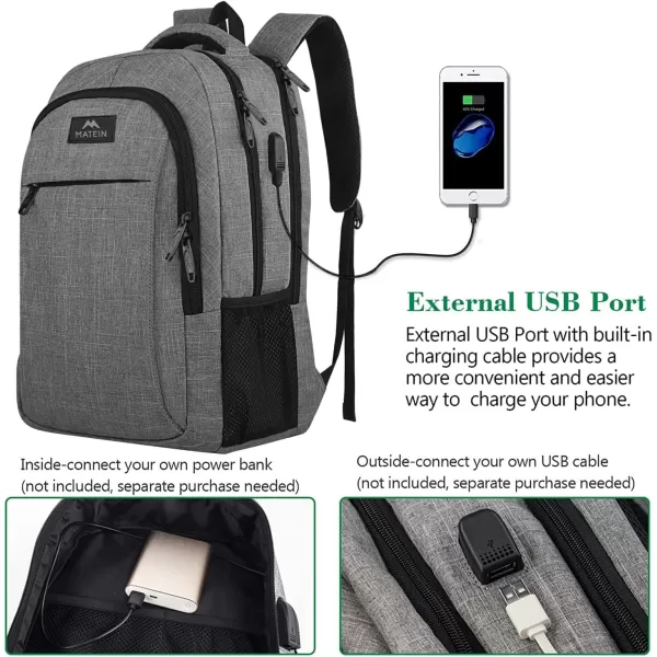 MATEIN 156 inch Laptop Backpack Cute Slim Computer Travel Backpack with USB Port Carry On Casual Daypack Bag Gifts for Women Teacher Nurse PinkAustere Grey