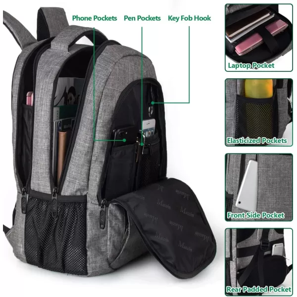 MATEIN 156 inch Laptop Backpack Cute Slim Computer Travel Backpack with USB Port Carry On Casual Daypack Bag Gifts for Women Teacher Nurse PinkAustere Grey