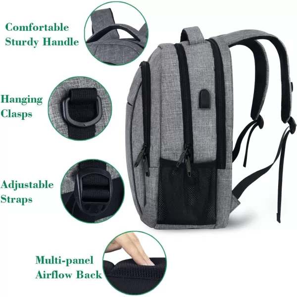 MATEIN 156 inch Laptop Backpack Cute Slim Computer Travel Backpack with USB Port Carry On Casual Daypack Bag Gifts for Women Teacher Nurse PinkAustere Grey