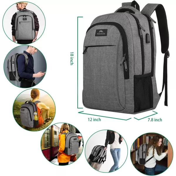 MATEIN 156 inch Laptop Backpack Cute Slim Computer Travel Backpack with USB Port Carry On Casual Daypack Bag Gifts for Women Teacher Nurse PinkAustere Grey