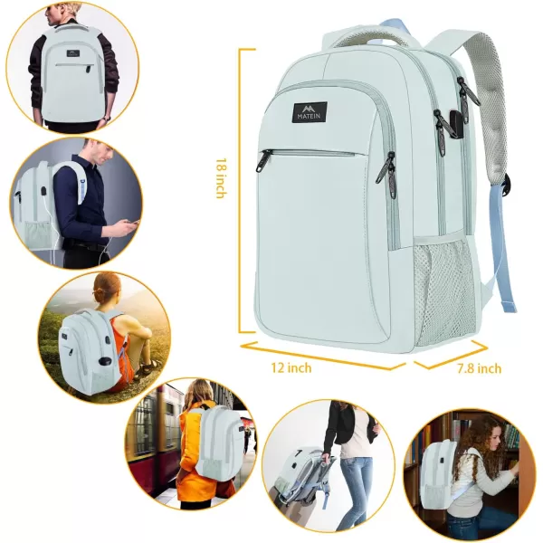 MATEIN 156 inch Laptop Backpack Cute Slim Computer Travel Backpack with USB Port Carry On Casual Daypack Bag Gifts for Women Teacher Nurse PinkLight Blue