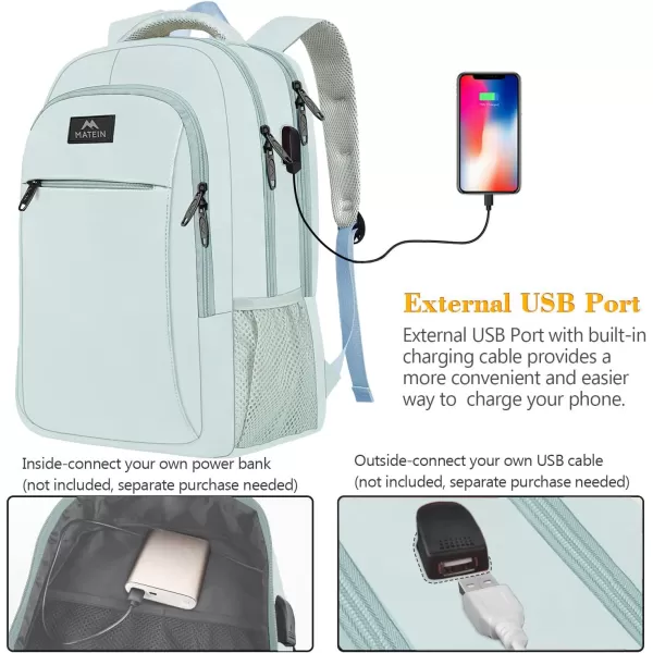 MATEIN 156 inch Laptop Backpack Cute Slim Computer Travel Backpack with USB Port Carry On Casual Daypack Bag Gifts for Women Teacher Nurse PinkLight Blue