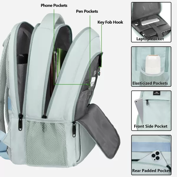 MATEIN 156 inch Laptop Backpack Cute Slim Computer Travel Backpack with USB Port Carry On Casual Daypack Bag Gifts for Women Teacher Nurse PinkLight Blue