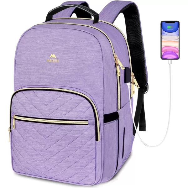 MATEIN 17 Inch Laptop Backpack Womens Travel Laptop Backpack with RFID Pocket Large Water Resistant College Teacher Nurse Work Bag Lightweight Daypack Computer Bagpack with USB Charging Port PurpleWhite