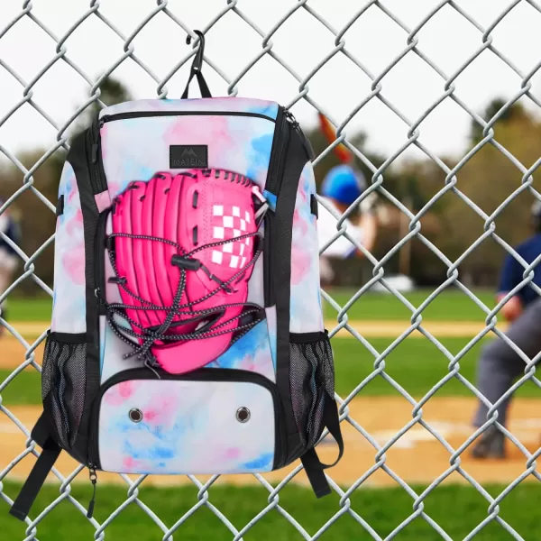 MATEIN Baseball Backpack Softball Bat Bag with Shoes Compartment for Youth Boys and Adult Lightweight Baseball Bag with Fence Hook Hold TBall Bat Batting Mitten Helmet Caps Teeball GearMulticolor29L