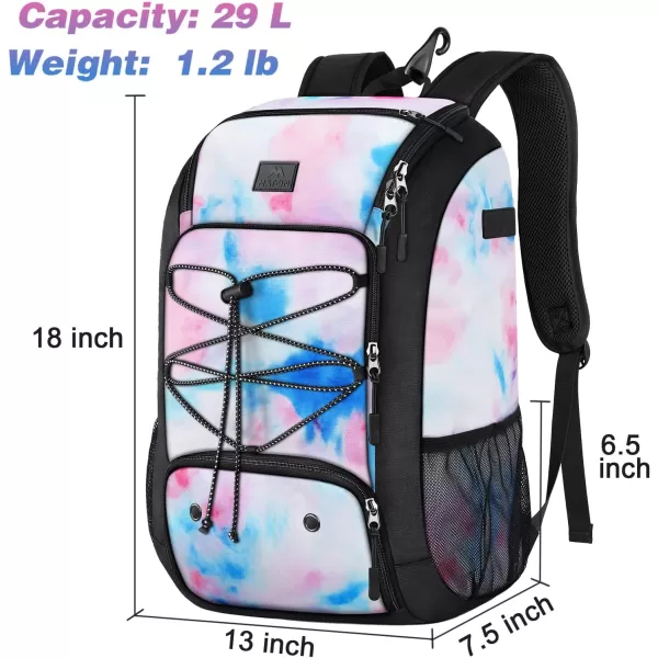 MATEIN Baseball Backpack Softball Bat Bag with Shoes Compartment for Youth Boys and Adult Lightweight Baseball Bag with Fence Hook Hold TBall Bat Batting Mitten Helmet Caps Teeball GearMulticolor29L