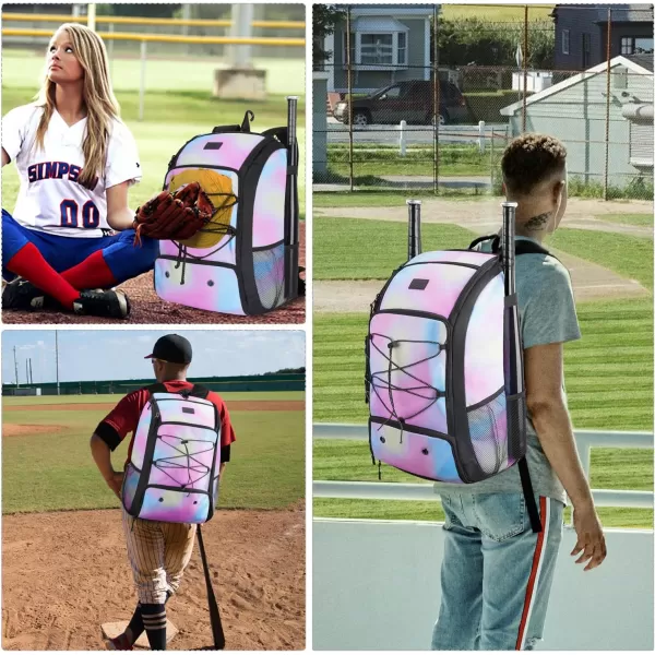 MATEIN Baseball Backpack Softball Bat Bag with Shoes Compartment for Youth Boys and Adult Lightweight Baseball Bag with Fence Hook Hold TBall Bat Batting Mitten Helmet Caps Teeball GearTie Dye29L