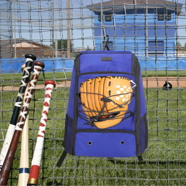 MATEIN Baseball Backpack Softball Bat Bag with Shoes Compartment for Youth Boys and Adult Lightweight Baseball Bag with Fence Hook Hold TBall Bat Batting Mitten Helmet Caps Teeball GearBlue29L