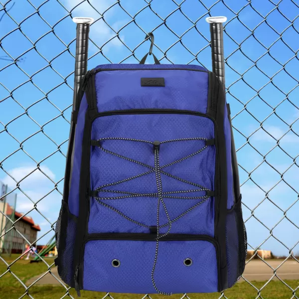 MATEIN Baseball Backpack Softball Bat Bag with Shoes Compartment for Youth Boys and Adult Lightweight Baseball Bag with Fence Hook Hold TBall Bat Batting Mitten Helmet Caps Teeball GearBlue47L