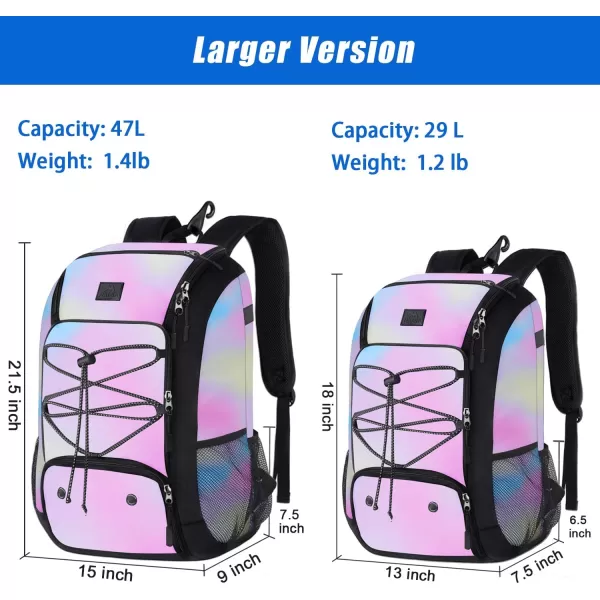 MATEIN Baseball Backpack Softball Bat Bag with Shoes Compartment for Youth Boys and Adult Lightweight Baseball Bag with Fence Hook Hold TBall Bat Batting Mitten Helmet Caps Teeball GearTie Dye47L
