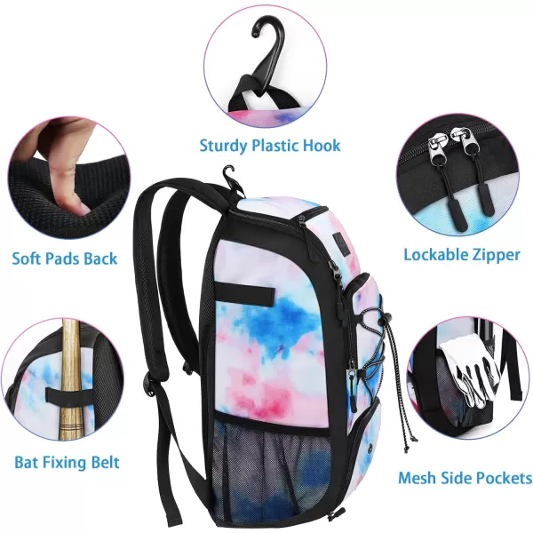 MATEIN Baseball Backpack Softball Bat Bag with Shoes Compartment for Youth Boys and Adult Lightweight Baseball Bag with Fence Hook Hold TBall Bat Batting Mitten Helmet Caps Teeball GearMulticolor29L