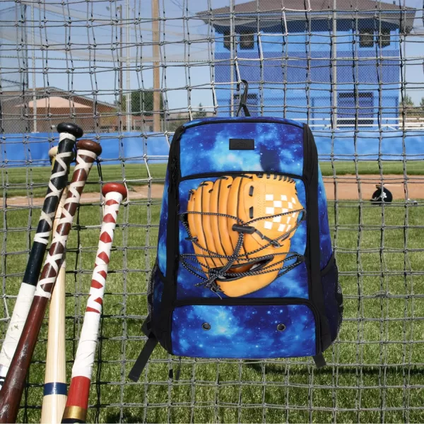 MATEIN Baseball Backpack Softball Bat Bag with Shoes Compartment for Youth Boys and Adult Lightweight Baseball Bag with Fence Hook Hold TBall Bat Batting Mitten Helmet Caps Teeball GearGalaxy Blue29L