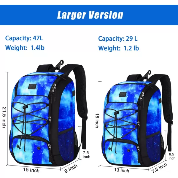 MATEIN Baseball Backpack Softball Bat Bag with Shoes Compartment for Youth Boys and Adult Lightweight Baseball Bag with Fence Hook Hold TBall Bat Batting Mitten Helmet Caps Teeball GearGalaxy Blue47L