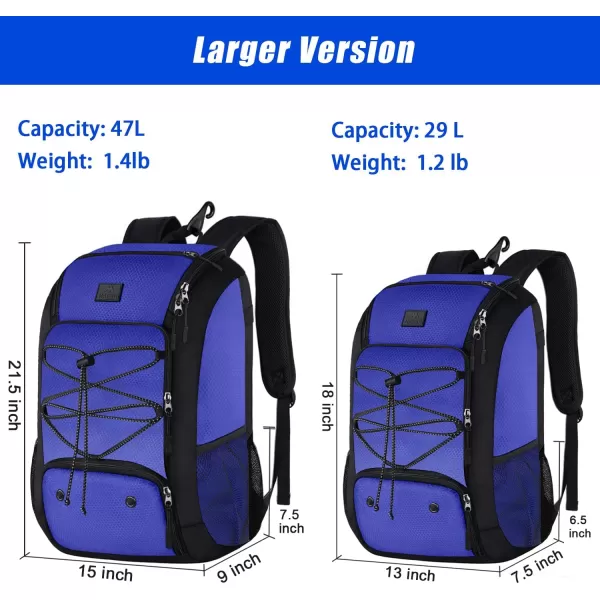 MATEIN Baseball Backpack Softball Bat Bag with Shoes Compartment for Youth Boys and Adult Lightweight Baseball Bag with Fence Hook Hold TBall Bat Batting Mitten Helmet Caps Teeball GearBlue47L