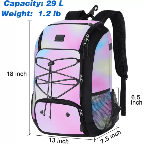 MATEIN Baseball Backpack Softball Bat Bag with Shoes Compartment for Youth Boys and Adult Lightweight Baseball Bag with Fence Hook Hold TBall Bat Batting Mitten Helmet Caps Teeball GearTie Dye29L