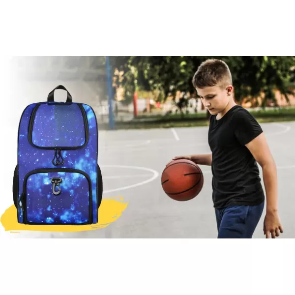 MATEIN Basketball Bag Durable Soccer Bag with Ball Holder amp Shoe Compartment Large Basketball Backpack for Training Equipment Water Resistant Sports Ball Bags Fits Volleyball Football ColorfulGalaxy Blue