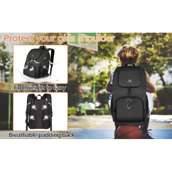 MATEIN Basketball Bag Durable Soccer Bag with Ball Holder amp Shoe Compartment Large Basketball Backpack for Training Equipment Water Resistant Sports Ball Bags Fits Volleyball Football ColorfulBlack