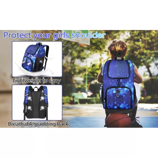 MATEIN Basketball Bag Durable Soccer Bag with Ball Holder amp Shoe Compartment Large Basketball Backpack for Training Equipment Water Resistant Sports Ball Bags Fits Volleyball Football ColorfulGalaxy Blue