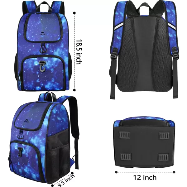 MATEIN Basketball Bag Durable Soccer Bag with Ball Holder amp Shoe Compartment Large Basketball Backpack for Training Equipment Water Resistant Sports Ball Bags Fits Volleyball Football ColorfulGalaxy Blue