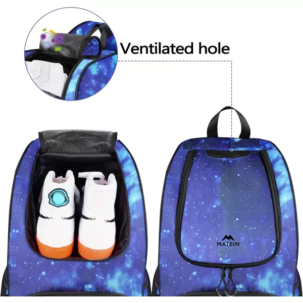 MATEIN Basketball Bag Durable Soccer Bag with Ball Holder amp Shoe Compartment Large Basketball Backpack for Training Equipment Water Resistant Sports Ball Bags Fits Volleyball Football ColorfulGalaxy Blue
