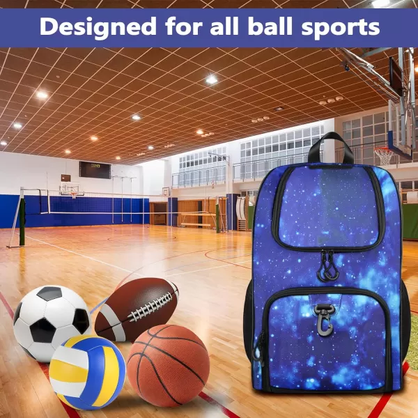 MATEIN Basketball Bag Durable Soccer Bag with Ball Holder amp Shoe Compartment Large Basketball Backpack for Training Equipment Water Resistant Sports Ball Bags Fits Volleyball Football ColorfulGalaxy Blue