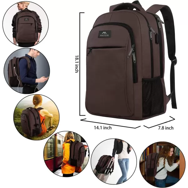 MATEIN Beige Laptop Backpack 156 Inch Lightweight Sturdy Bag for College Supplies with USB Charging Port Water Resistant Anti Theft Travel Computer Daypack Fashion Work Nurse Bag Gift for WomenTawny Brown