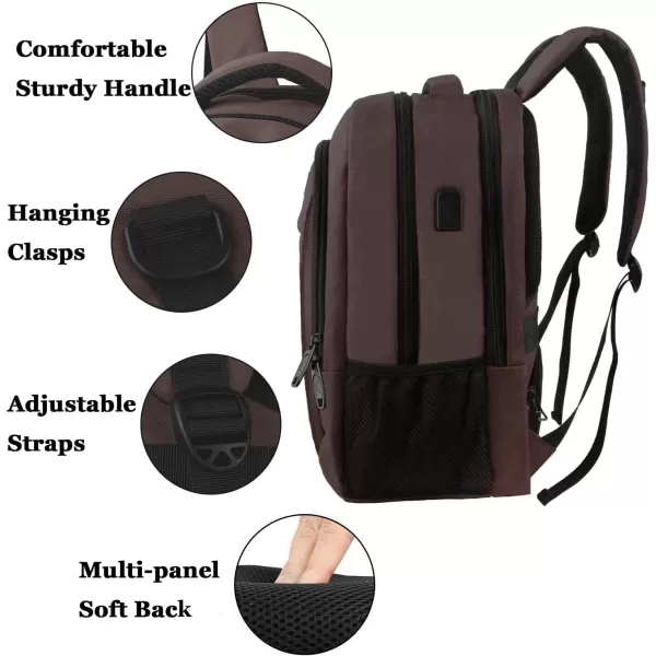 MATEIN Beige Laptop Backpack 156 Inch Lightweight Sturdy Bag for College Supplies with USB Charging Port Water Resistant Anti Theft Travel Computer Daypack Fashion Work Nurse Bag Gift for WomenTawny Brown