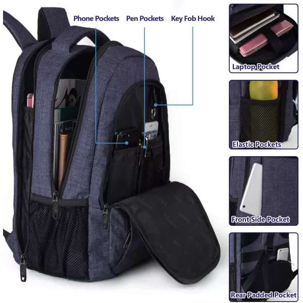 MATEIN Beige Laptop Backpack 156 Inch Lightweight Sturdy Bag for College Supplies with USB Charging Port Water Resistant Anti Theft Travel Computer Daypack Fashion Work Nurse Bag Gift for WomenNavy Blue