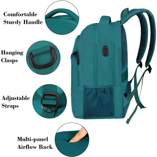 MATEIN Beige Laptop Backpack 156 Inch Lightweight Sturdy Bag for College Supplies with USB Charging Port Water Resistant Anti Theft Travel Computer Daypack Fashion Work Nurse Bag Gift for WomenPeacock Blue