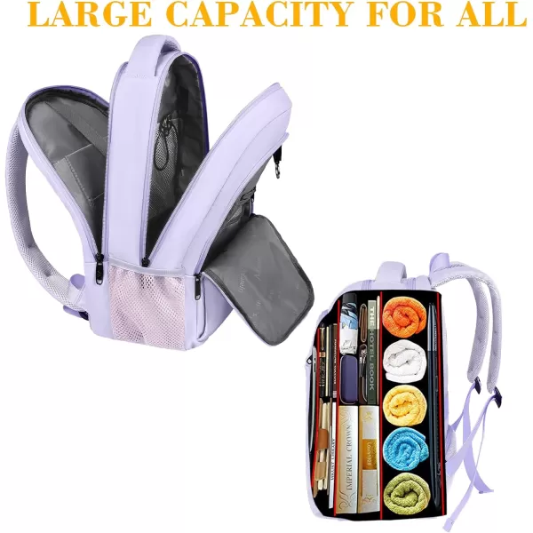 MATEIN Beige Laptop Backpack 156 Inch Lightweight Sturdy Bag for College Supplies with USB Charging Port Water Resistant Anti Theft Travel Computer Daypack Fashion Work Nurse Bag Gift for WomenLavender Purple