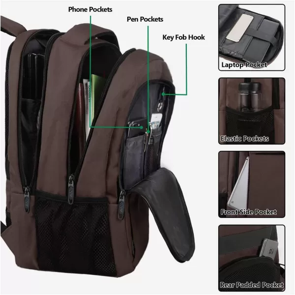 MATEIN Beige Laptop Backpack 156 Inch Lightweight Sturdy Bag for College Supplies with USB Charging Port Water Resistant Anti Theft Travel Computer Daypack Fashion Work Nurse Bag Gift for WomenTawny Brown