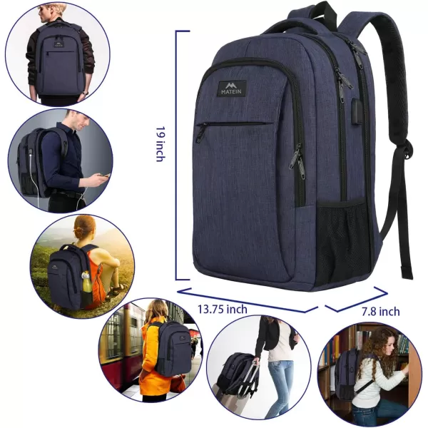 MATEIN Beige Laptop Backpack 156 Inch Lightweight Sturdy Bag for College Supplies with USB Charging Port Water Resistant Anti Theft Travel Computer Daypack Fashion Work Nurse Bag Gift for WomenNavy Blue