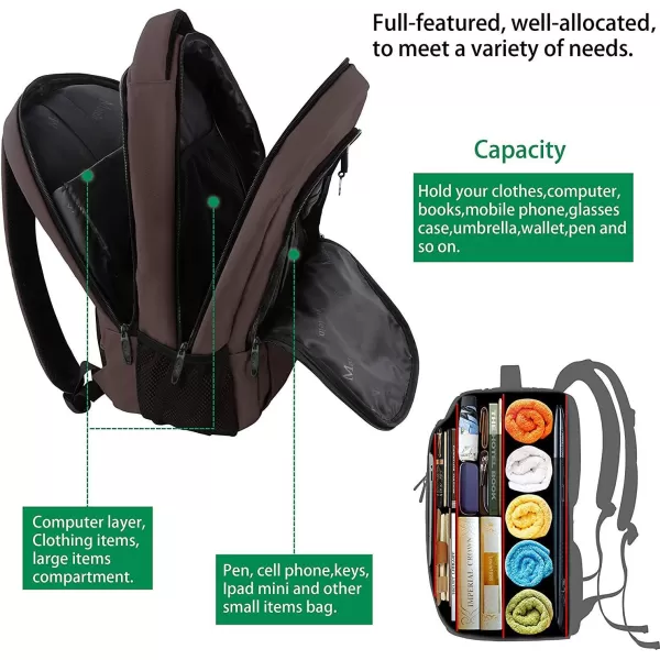 MATEIN Beige Laptop Backpack 156 Inch Lightweight Sturdy Bag for College Supplies with USB Charging Port Water Resistant Anti Theft Travel Computer Daypack Fashion Work Nurse Bag Gift for WomenTawny Brown