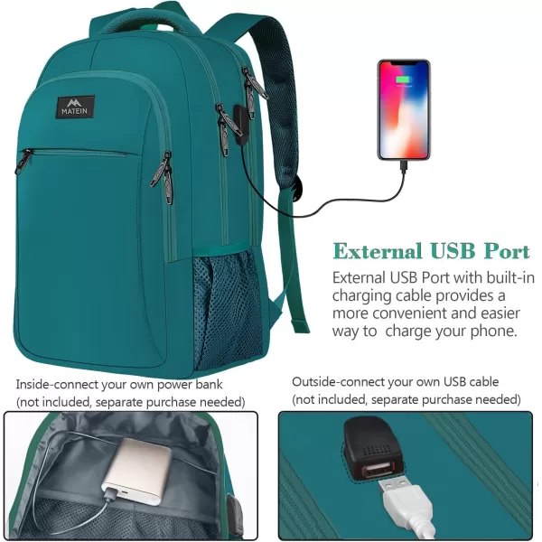MATEIN Beige Laptop Backpack 156 Inch Lightweight Sturdy Bag for College Supplies with USB Charging Port Water Resistant Anti Theft Travel Computer Daypack Fashion Work Nurse Bag Gift for WomenPeacock Blue
