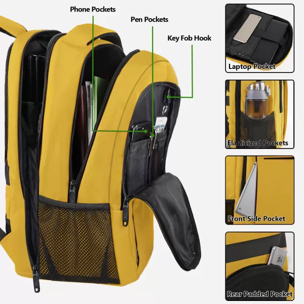 MATEIN Beige Laptop Backpack 156 Inch Lightweight Sturdy Bag for College Supplies with USB Charging Port Water Resistant Anti Theft Travel Computer Daypack Fashion Work Nurse Bag Gift for WomenBright Yellow