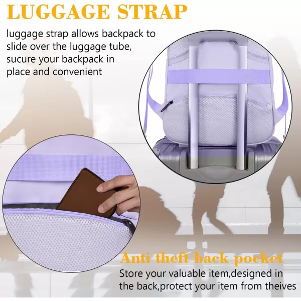 MATEIN Beige Laptop Backpack 156 Inch Lightweight Sturdy Bag for College Supplies with USB Charging Port Water Resistant Anti Theft Travel Computer Daypack Fashion Work Nurse Bag Gift for WomenLavender Purple