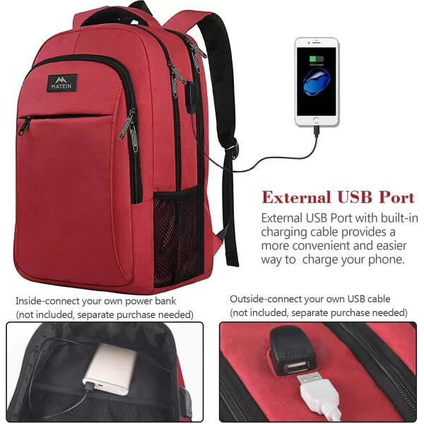 MATEIN Beige Laptop Backpack 156 Inch Lightweight Sturdy Bag for College Supplies with USB Charging Port Water Resistant Anti Theft Travel Computer Daypack Fashion Work Nurse Bag Gift for WomenDeep Red
