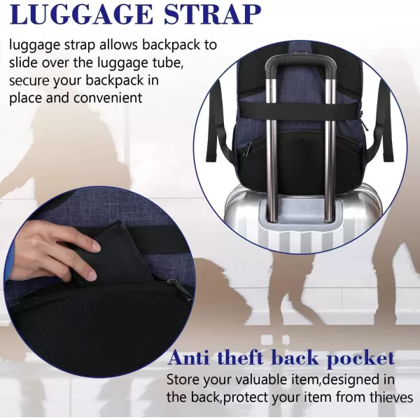 MATEIN Beige Laptop Backpack 156 Inch Lightweight Sturdy Bag for College Supplies with USB Charging Port Water Resistant Anti Theft Travel Computer Daypack Fashion Work Nurse Bag Gift for WomenNavy Blue