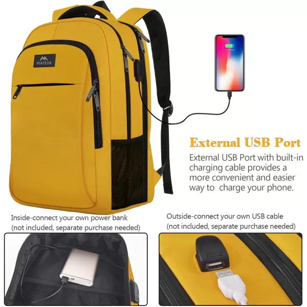 MATEIN Beige Laptop Backpack 156 Inch Lightweight Sturdy Bag for College Supplies with USB Charging Port Water Resistant Anti Theft Travel Computer Daypack Fashion Work Nurse Bag Gift for WomenBright Yellow