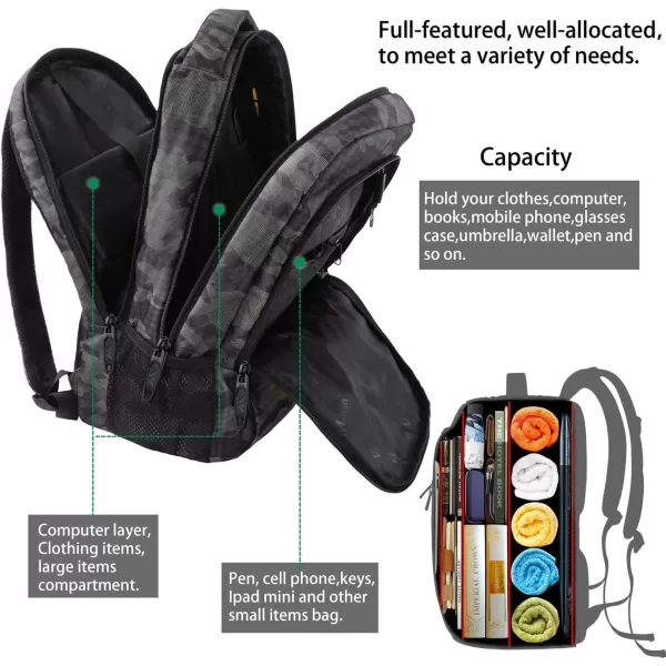 MATEIN Beige Laptop Backpack 156 Inch Lightweight Sturdy Bag for College Supplies with USB Charging Port Water Resistant Anti Theft Travel Computer Daypack Fashion Work Nurse Bag Gift for WomenGrey and Black Camo