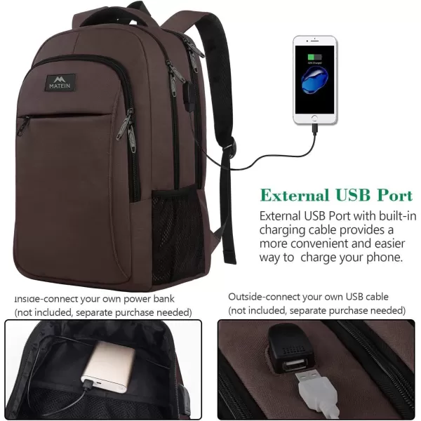 MATEIN Beige Laptop Backpack 156 Inch Lightweight Sturdy Bag for College Supplies with USB Charging Port Water Resistant Anti Theft Travel Computer Daypack Fashion Work Nurse Bag Gift for WomenTawny Brown