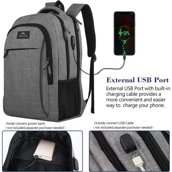 MATEIN Beige Laptop Backpack 156 Inch Lightweight Sturdy Bag for College Supplies with USB Charging Port Water Resistant Anti Theft Travel Computer Daypack Fashion Work Nurse Bag Gift for WomenLight Gray