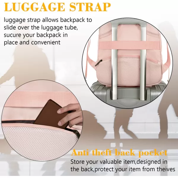 MATEIN Beige Laptop Backpack 156 Inch Lightweight Sturdy Bag for College Supplies with USB Charging Port Water Resistant Anti Theft Travel Computer Daypack Fashion Work Nurse Bag Gift for WomenPink