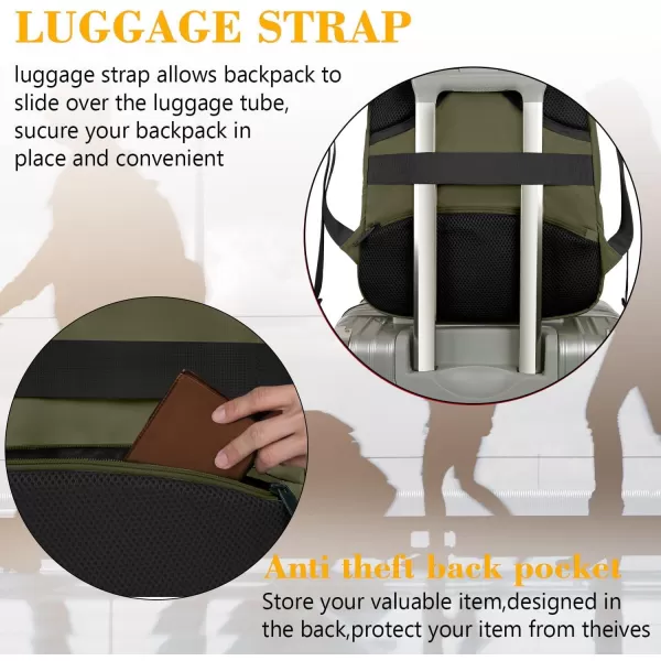 MATEIN Beige Laptop Backpack 156 Inch Lightweight Sturdy Bag for College Supplies with USB Charging Port Water Resistant Anti Theft Travel Computer Daypack Fashion Work Nurse Bag Gift for WomenDark Green