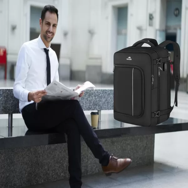 MATEIN Carry on Backpack for Airplanes 17 inch Travel Backpack with USB Charging Port for Women Light Flight Approved Suitcase Backpacks Overnight Bag for Business College Travel BeigeBlack