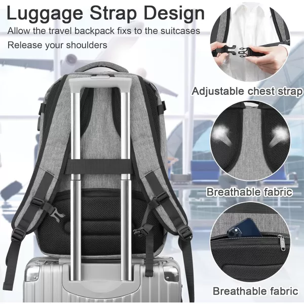 MATEIN Carry on Backpack for Airplanes 17 inch Travel Backpack with USB Charging Port for Women Light Flight Approved Suitcase Backpacks Overnight Bag for Business College Travel BeigeGrey