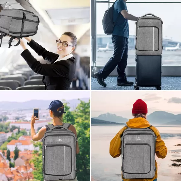 MATEIN Carry on Backpack for Airplanes 17 inch Travel Backpack with USB Charging Port for Women Light Flight Approved Suitcase Backpacks Overnight Bag for Business College Travel BeigeGrey